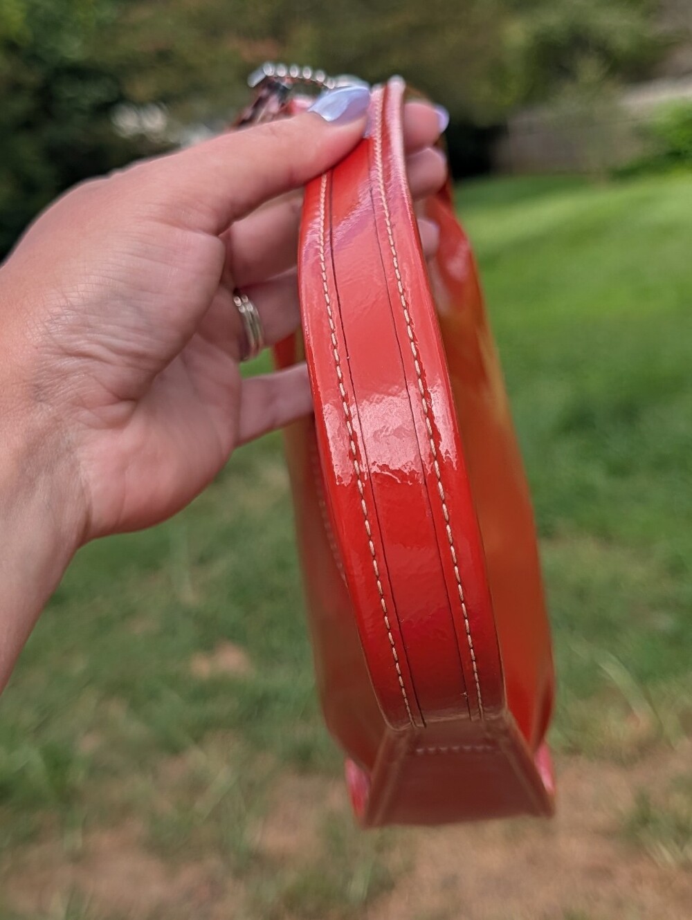 Coach Ergo Bag Coachtopia Crinkle Patent Leather Orange/Red CQ003 - Picture 8 of 10